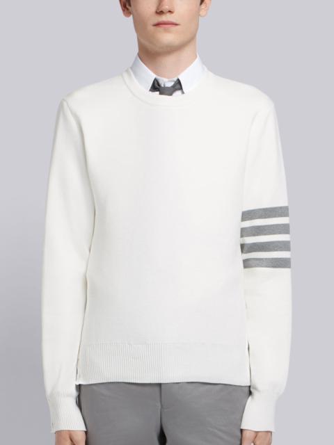 Thom Browne Whitemilano Stitch Cotton 4-bar Crew Neck Pullover