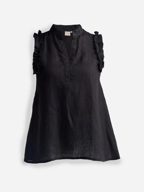 Madewell Reistor® Sleeveless 100% Hemp Top with Ruffles in Black