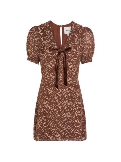 Reformation polka-dot ruffled mini dress