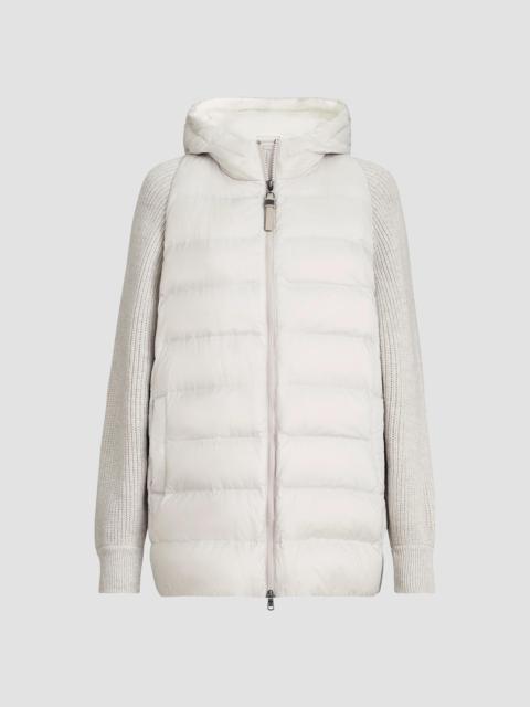 Brunello Cucinelli Women's Water-Resistant Matte Nylon Hooded Down Jacket - Light Grey