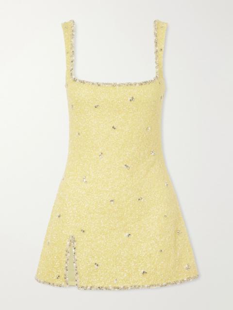 CLIO PEPPIATT Athena embellished stretch-mesh mini dress Yellow