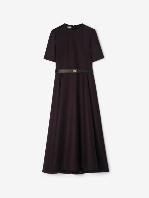 Burberry Belted Check Wool Dress
