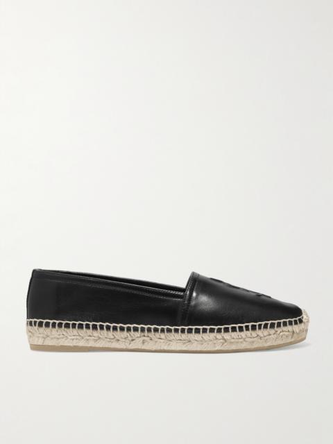 SAINT LAURENT Cassandre Logo-embossed Leather Espadrilles