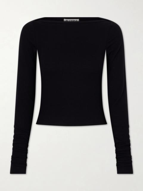ÉTERNE Cropped Ribbed Stretch-jersey Top
