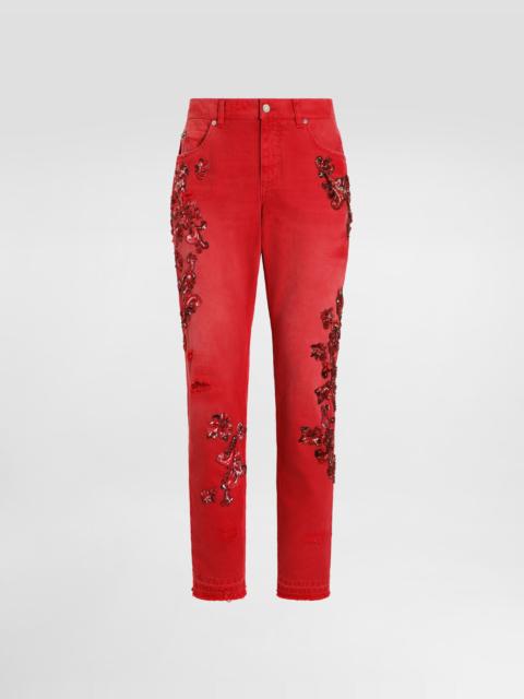 Dolce & Gabbana Denim trousers with crystals