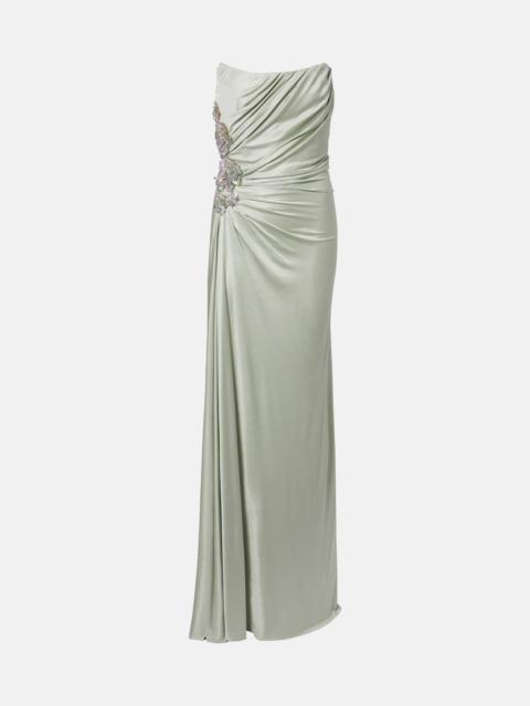 COSTARELLOS Lorinne embellished satin bustier gown