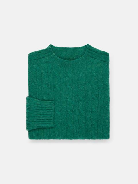 J. PRESS MADE-IN-SCOTLAND KELLY GREEN SHAGGY DOG CABLE KNIT SWEATER - CLASSIC FIT