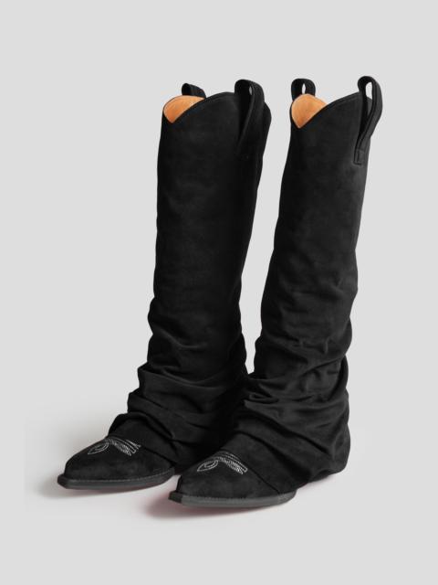 R13 MID COWBOY BOOT - BLACK SUEDE
