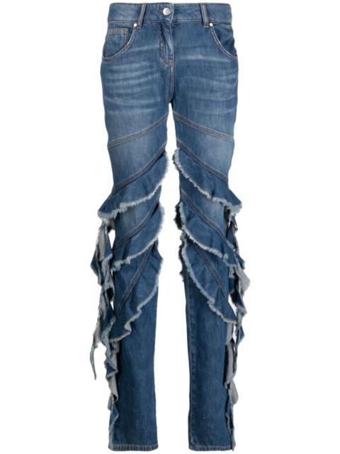 Blumarine ruffle-trim straight-leg jeans