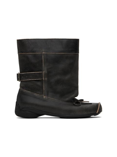 OPEN YY Burgundy Ballet Slouchy Short Boots | REVERSIBLE