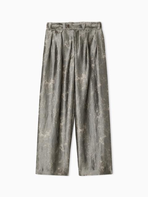 EMPORIO ARMANI PALAZZO TROUSERS IN FLOWING JACQUARD FABRIC