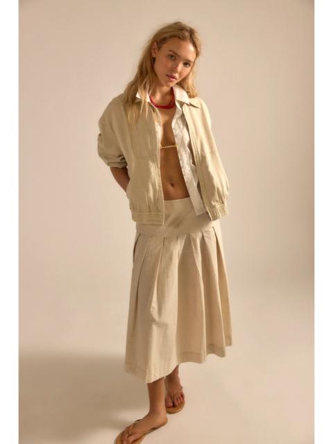 FREE PEOPLE We The Free Skipper Pleated Chino Midi Skirt