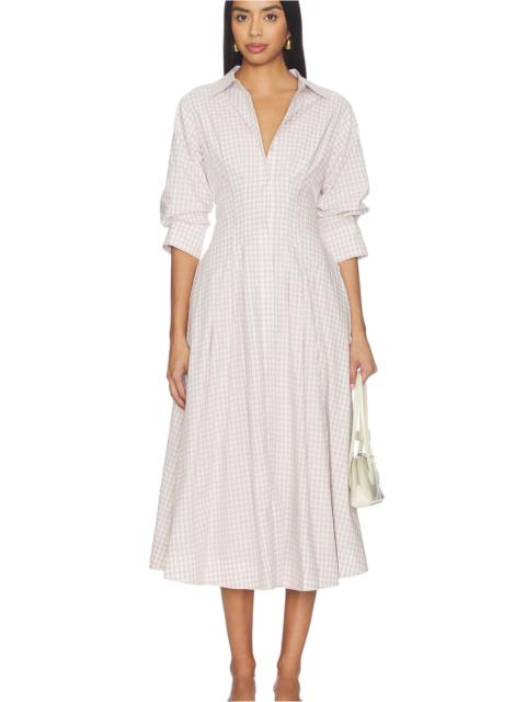 SIMKHAI Jazz Pintuck Midi Dress