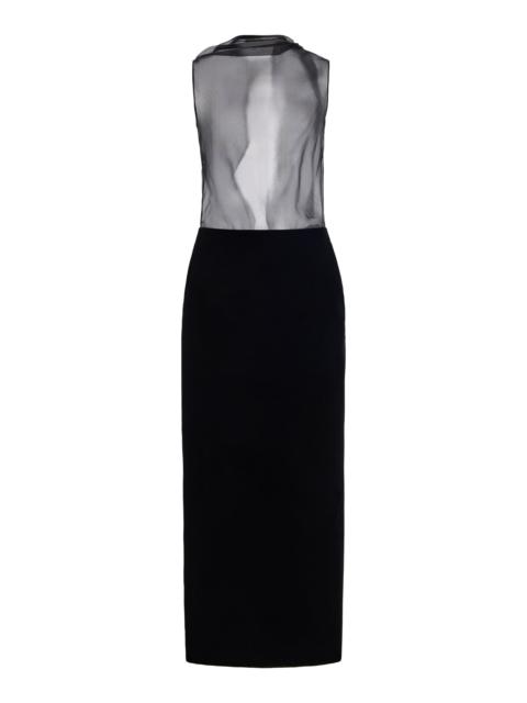 BRANDON MAXWELL The Delphine Sheer Organza Maxi Dress black