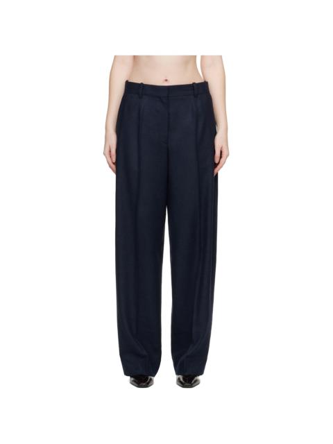TOTEME Navy Wide Flannel Trousers