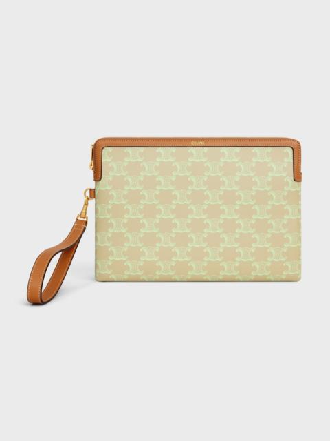CELINE SMALL POUCH WITH STRAP CUIR TRIOMPHE IN TOILE TRIOMPHE ET VEAU