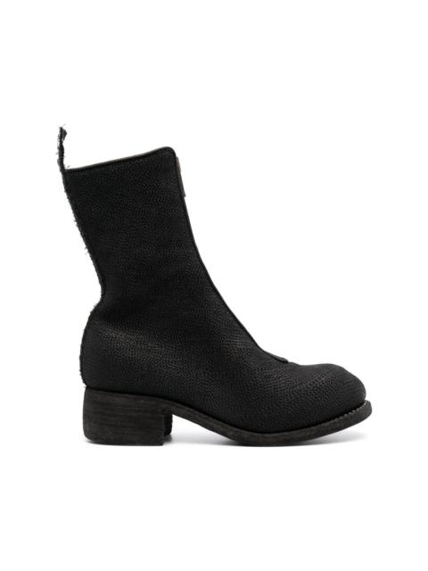 slouchy front-zip ankle boots