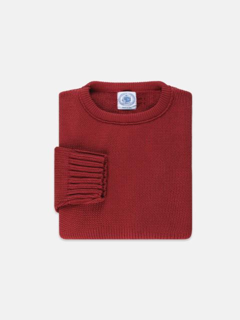 J. PRESS MADE-IN-USA RED CHUNKY COTTON CREWNECK SWEATER