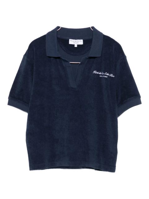 Sporty & Rich Sporty & Rich Embroidered Cotton Terry Polo Top