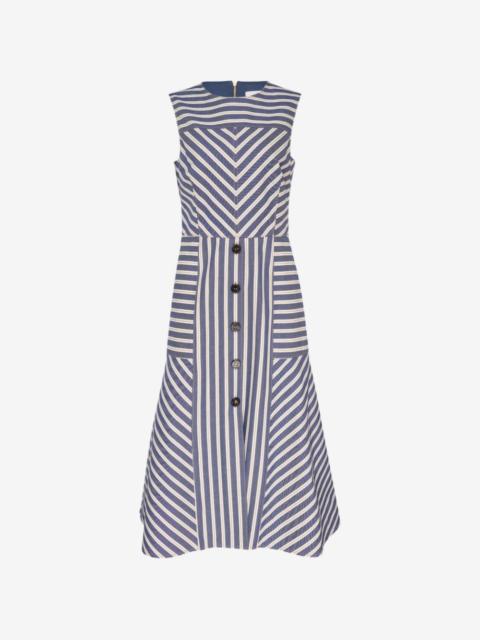 CAROLINA HERRERA striped button-detail midi dress