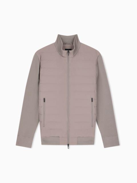 EMPORIO ARMANI STRETCH NYLON DOWN JACKET WITH KNIT SLEEVES TRAVEL ESSENTIAL