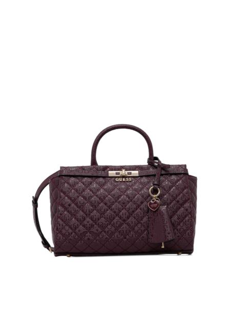 GUESS USA Idra 4G quilted heart charm tote bag