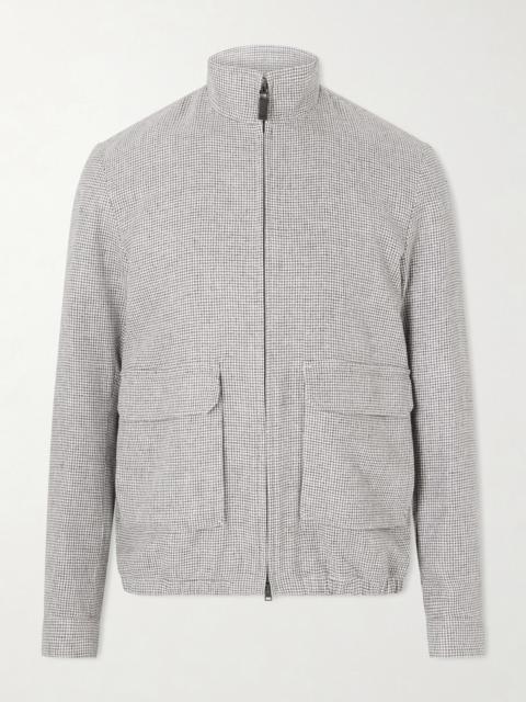 Herno Houndstooth Linen-Blend Bomber Jacket