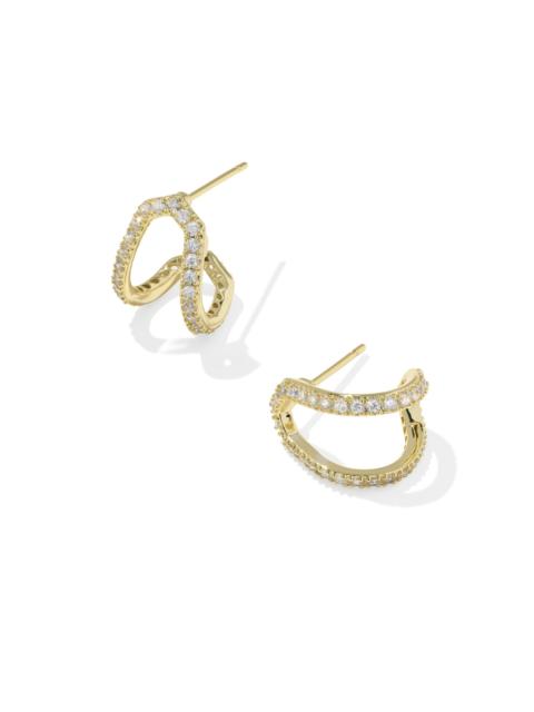 KENDRA SCOTT Daphne Pave Gold Huggie Earrings