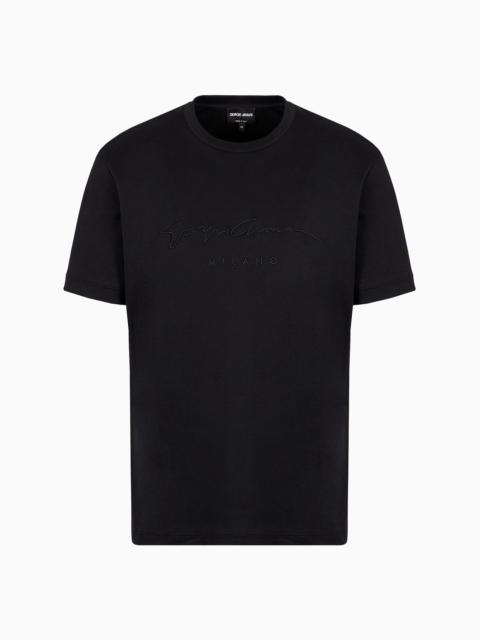 Pure cotton interlock T-shirt with embroidered logo