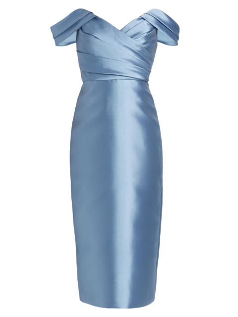 AMSALE Women's Mikado Off-The-Shoulder Cocktail Dress - Smokey Blue