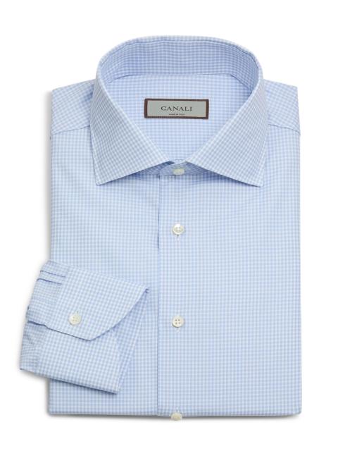 Canali Men's Gingham Cotton Dress Shirt - Blue