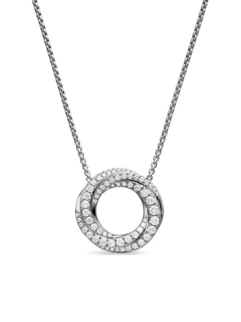 DAVID YURMAN Women's Petite Pavé Crossover Pendant Necklace in 18K Gold with Diamonds, 15.5MM - White Gold