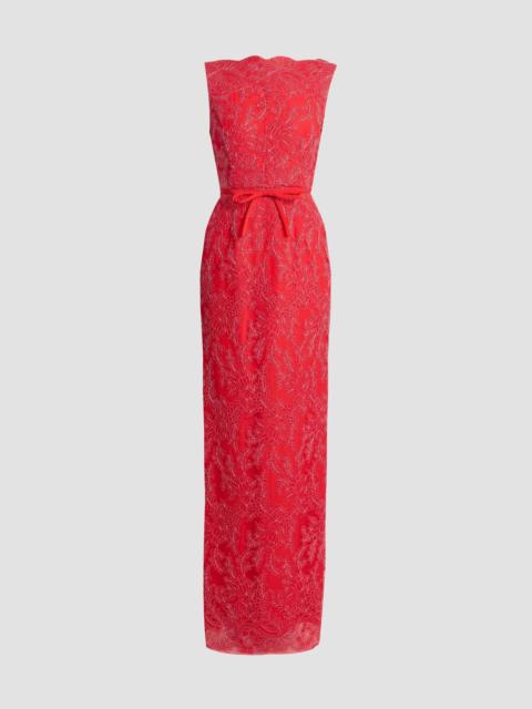 Erdem FLORAL LACE TULLE SLEEVELESS GOWN