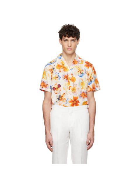 ORLEBAR BROWN White & Orange Hibbert Shirt