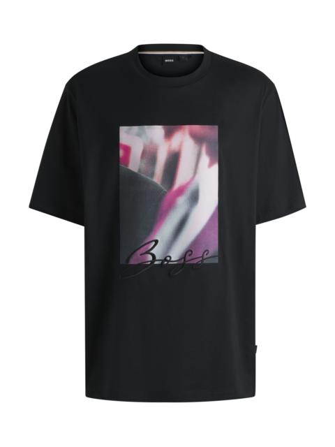 BOSS COTTON-JERSEY T-SHIRT WITH COLOURFUL ARTWORK