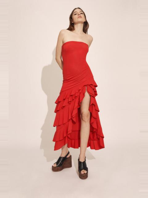 BARDOT Agastina Strapless Maxi Dress In Deep Red