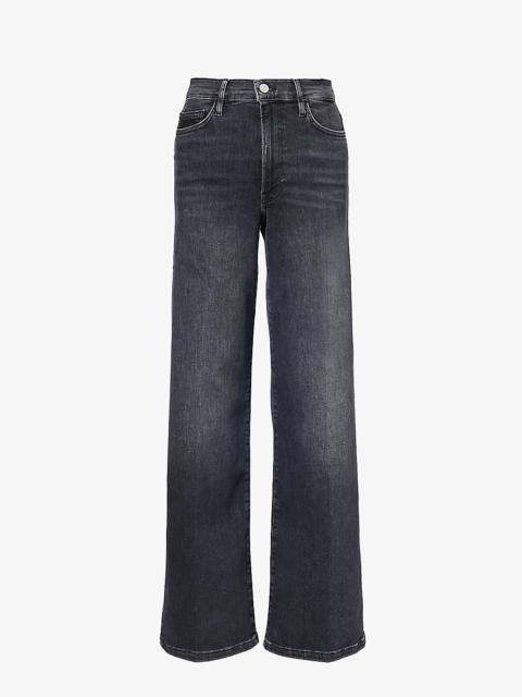 Palazzo straight-leg mid-rise stretch denim-blend jeans