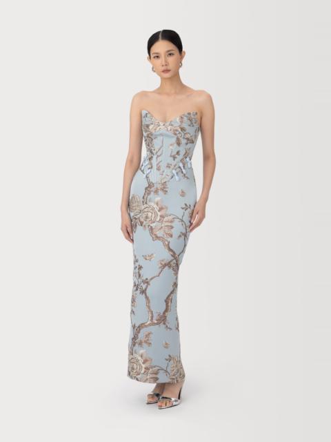 SAU LEE NOVELLA BROCADE MAXI DRESS