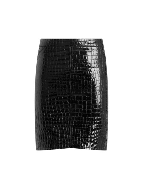 TOM FORD GLOSSY CROCO EMBOSSED GOAT LEATHER SKIRT