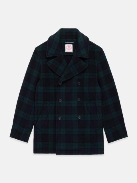J. PRESS MADE-IN-ENGLAND BLACKWATCH TARTAN MELTON WOOL PEACOAT