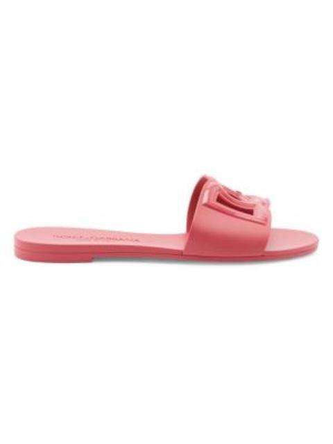 Dolce & Gabbana Women's Interlock Logo Rubber Slides - Fuschia