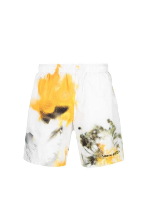 Alexander McQueen Obscured-flower-print swim shorts