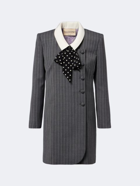 Valentino Bow-detail pinstripe virgin wool blazer dress