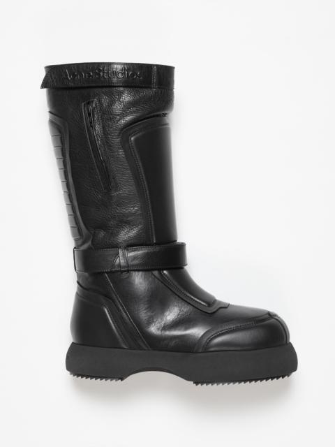 Patchwork leather boots - Black