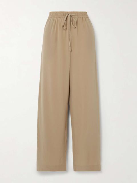MATTEAU Silk crepe de chine track pants Beige