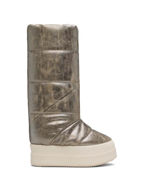 Rick Owens DRKSHDW Silver Concordians Mega Bumper Knee High Lunar Boots