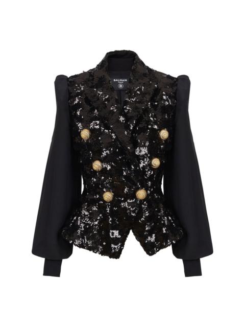 ジャケット BALMAIN V-NECK GLITTER SATIN TAILORED JKT Balmain V-Neck Glitter Satin Tailored Jacket – LOZURI®