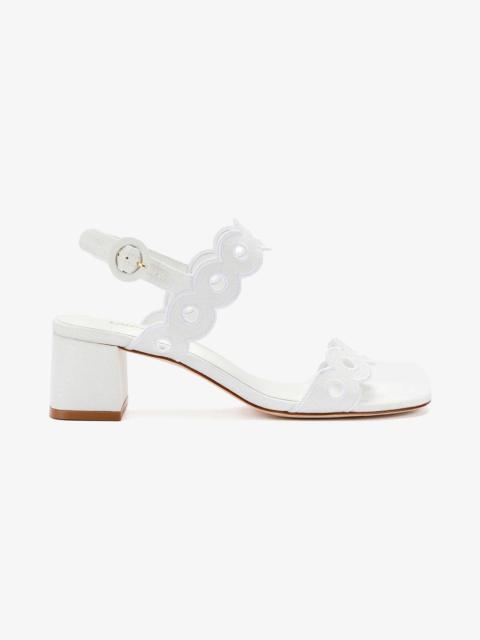Larroudé Florence Broderie Sandal In White Raffia