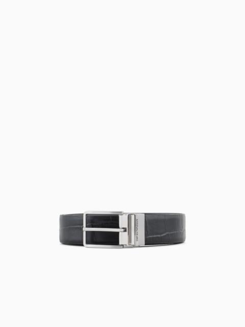 EMPORIO ARMANI BELT IN MOCK CROC LEATHER
