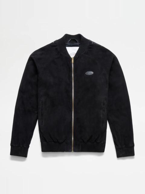 Tod's TRACKSUIT JACKET IN SUEDE - BLACK